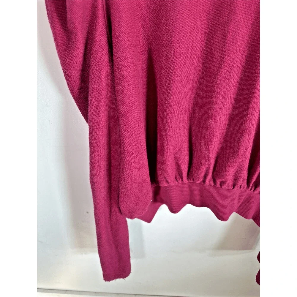 Free People Puff Sleeve Terry cloth‎ Magenta Long Sleeve Top Woman’s Medium
